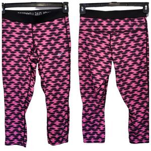 NIKE Dri-Fit Run Fast Live Fearless Crop Ankle Leggings Pink Black Small